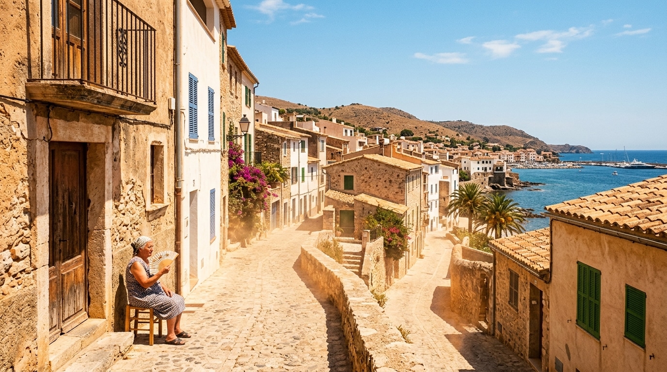 Ville méditerranéenne française sous forte chaleur estivale