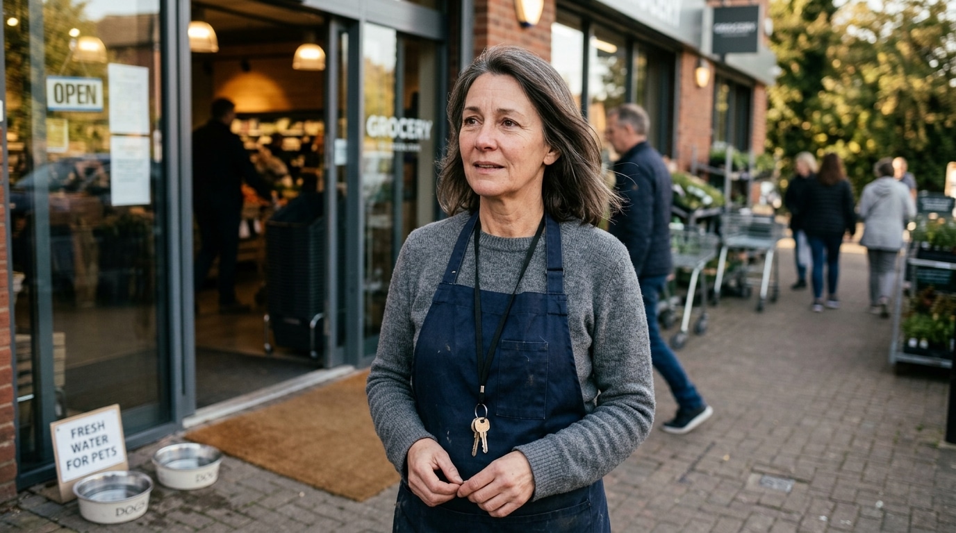 Directrice de magasin souriante près de gamelles d'eau