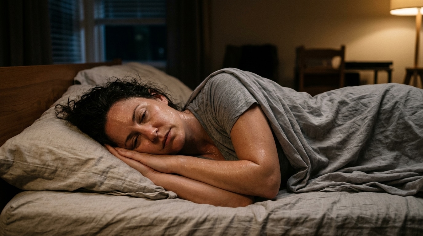 Personne allongée avec un drap humide sur le torse