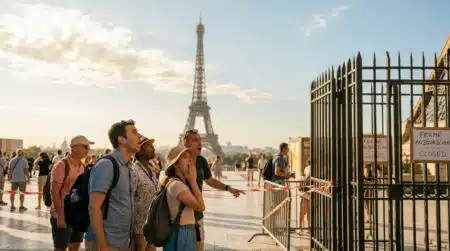 Tour Eiffel sous une chaleur écrasante en été