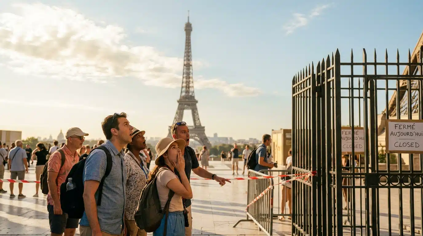Tour Eiffel sous une chaleur écrasante en été