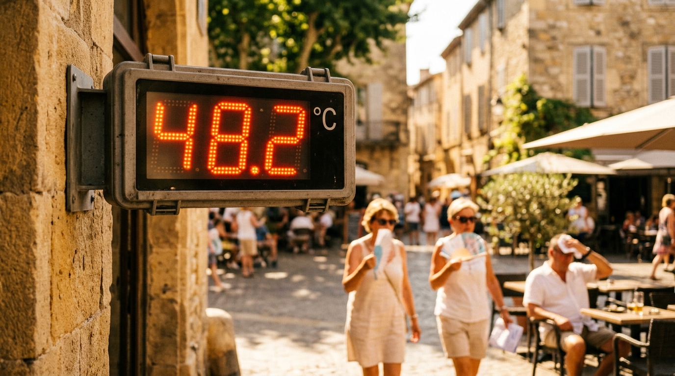 Thermomètre affichant une température extrême en ville
