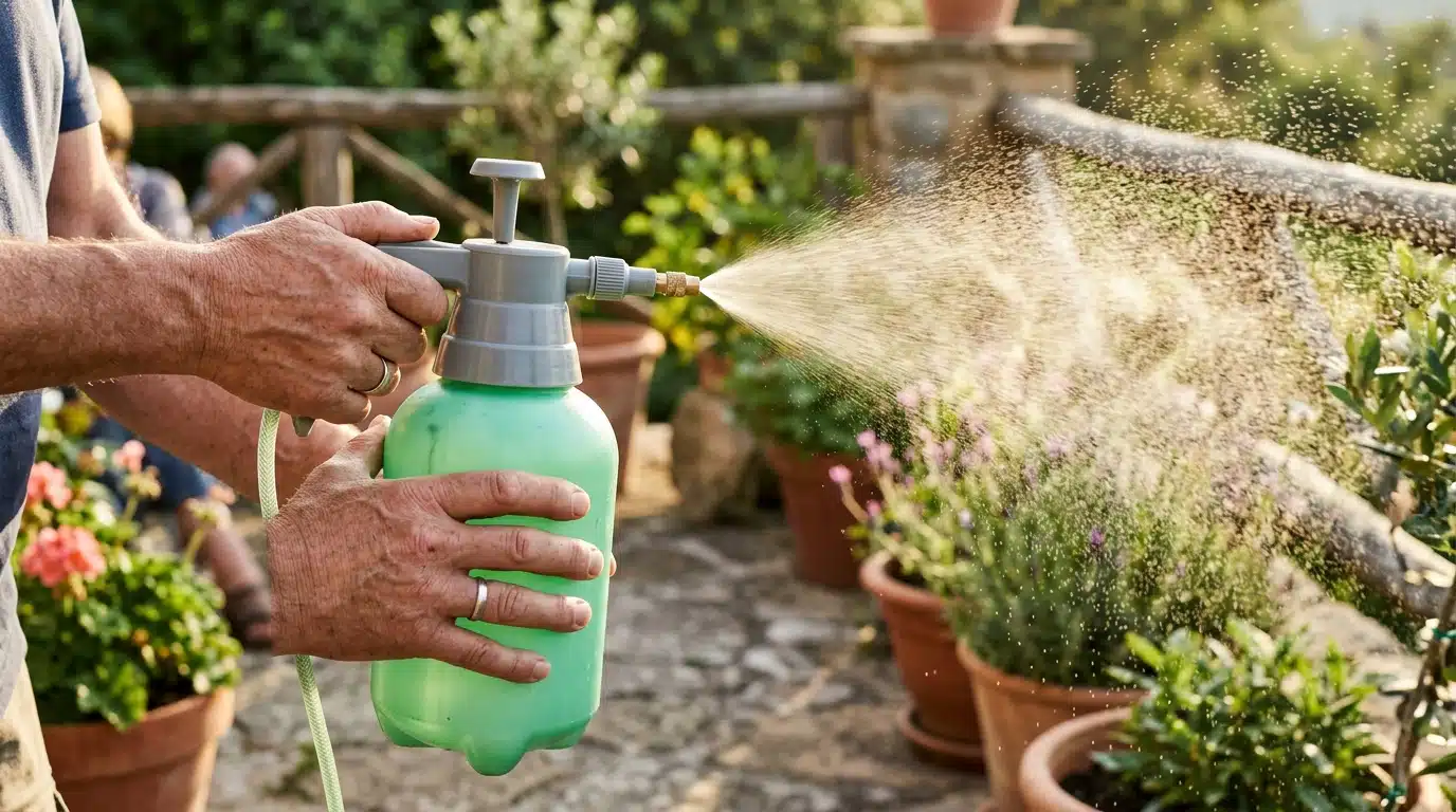 Pulvérisateur de jardin créant une brume fine rafraîchissante