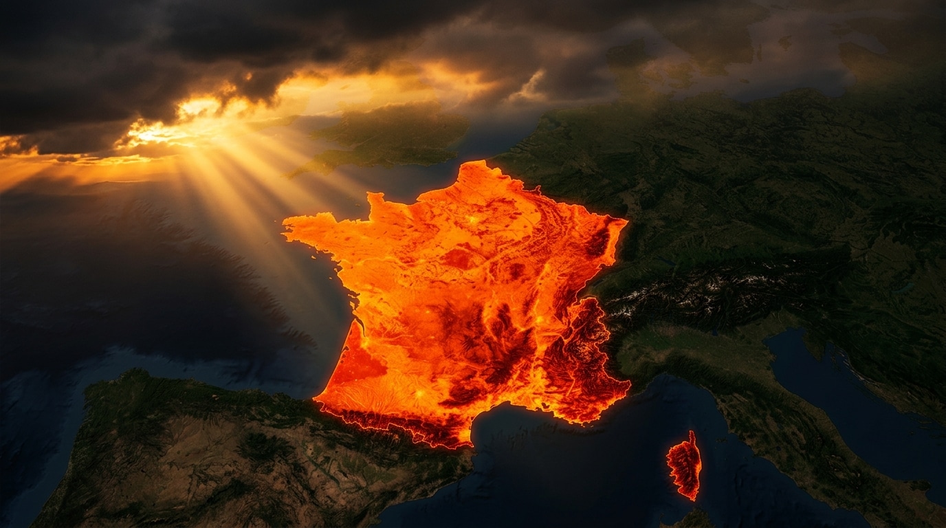 Carte de France en alerte canicule avec teintes orange