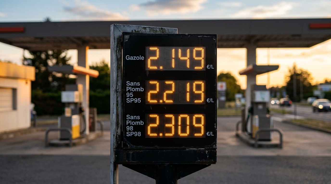 Panneau de prix des carburants dans une station-service