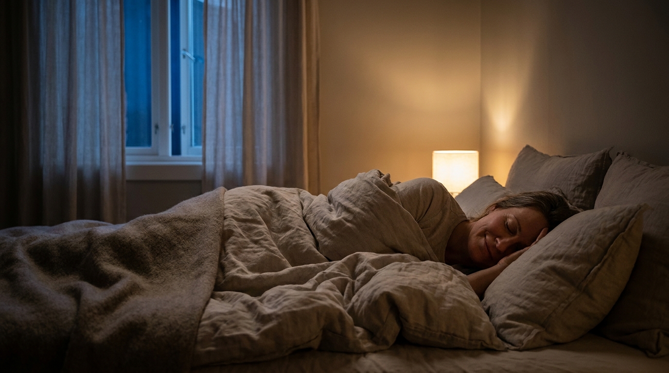 Personne soulagée dormant au frais dans une chambre