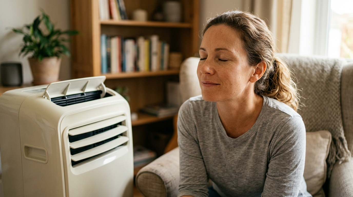 Personne détendue profitant de l'air frais climatisé