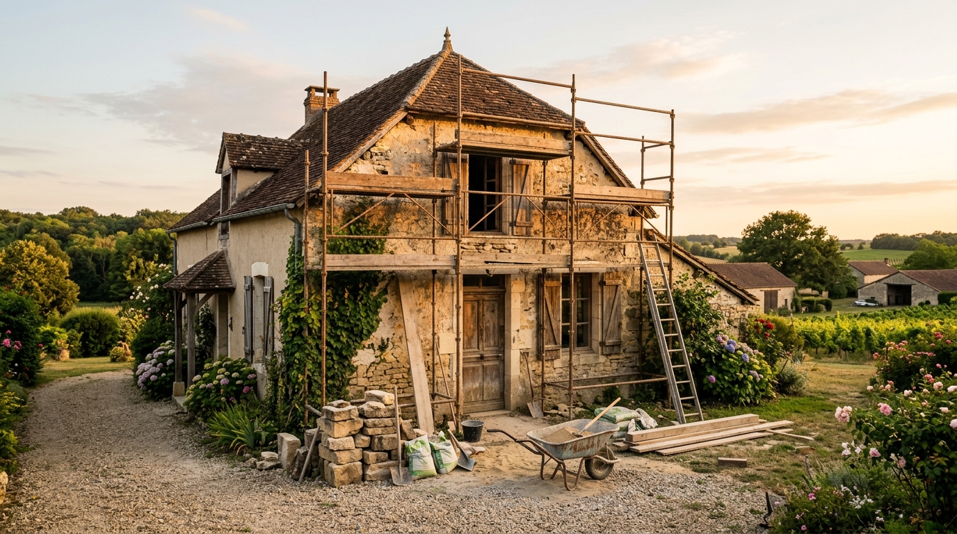 Maison en travaux où l'argent a été découvert