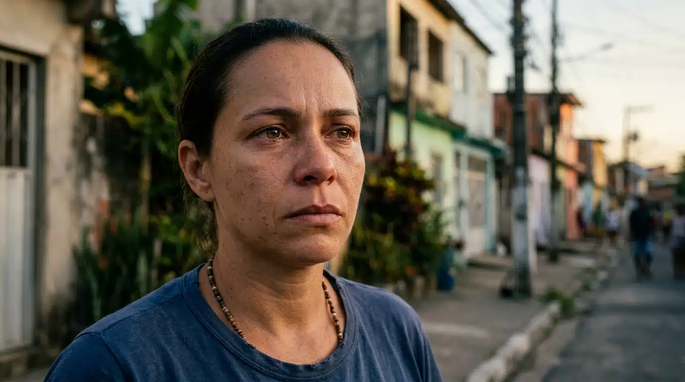 Femme brésilienne au regard grave et déterminé