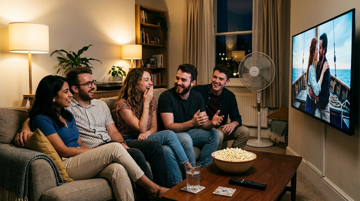 Amis regardant un film Netflix ensemble le soir