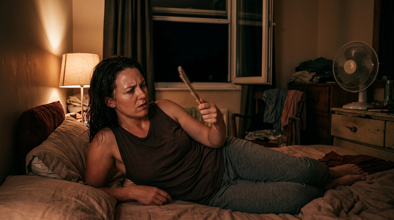 Femme allongée dans un lit cherchant le sommeil par forte chaleur