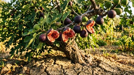 Figues éclatées sur une branche en pleine canicule