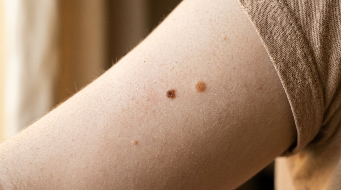 Gros plan sur des grains de beauté de teintes variées