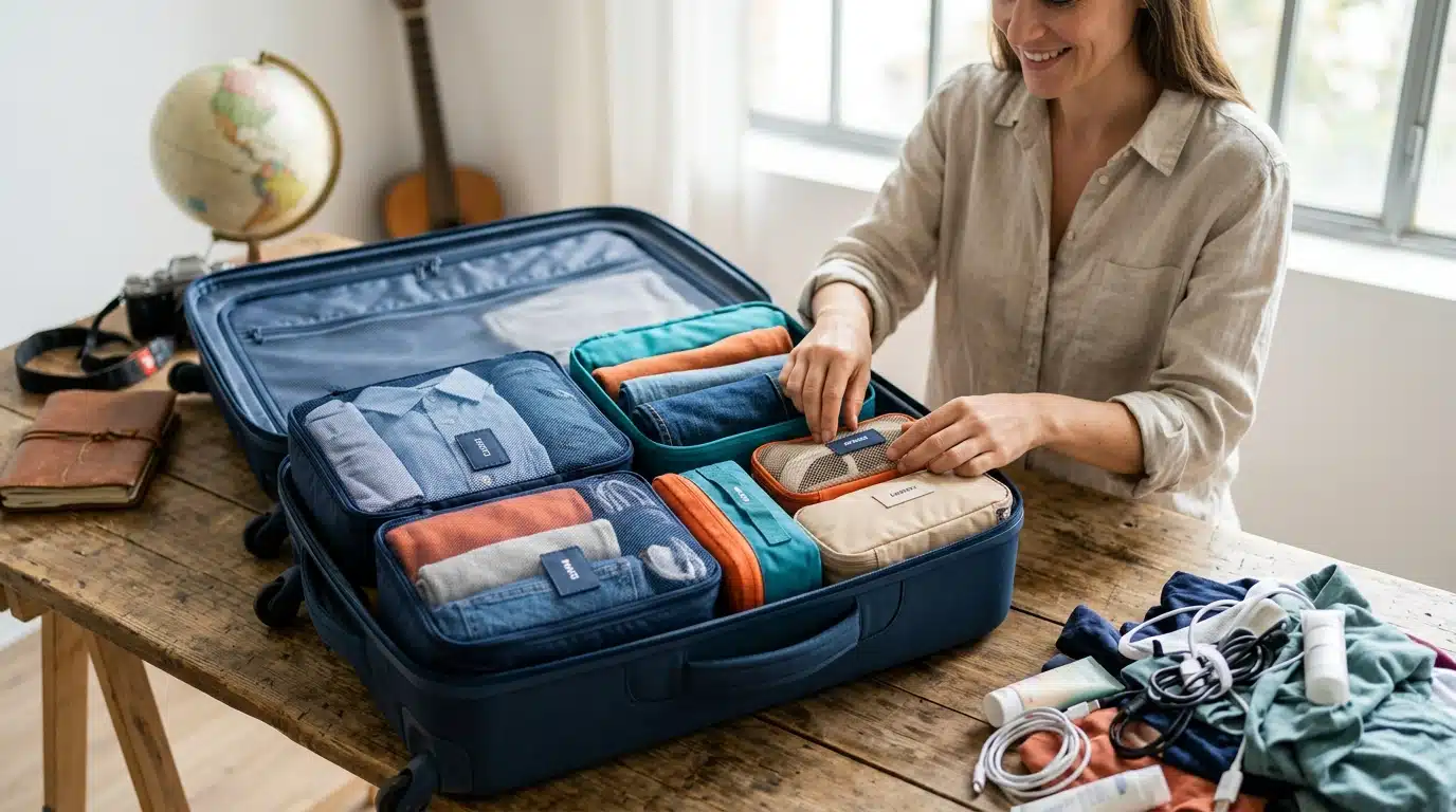 Ce lot de 8 organiseurs de valise à 12,99€ va enfin ranger le chaos de vos bagages