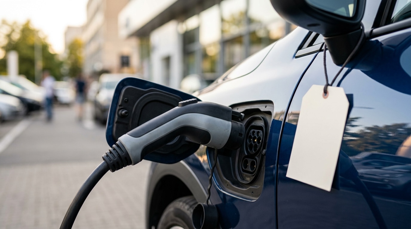 Câble de recharge branché sur une voiture électrique