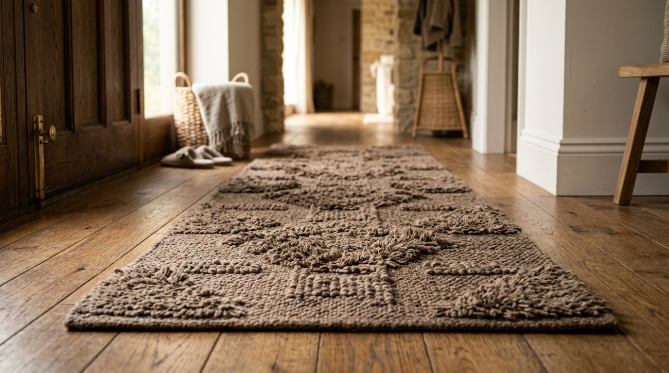 Détail du tissage haute-basse du tapis d'entrée