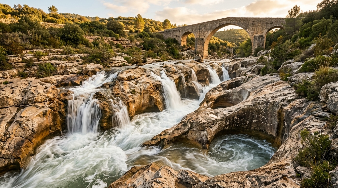 Cascades du Sautadet creusées dans la roche calcaire