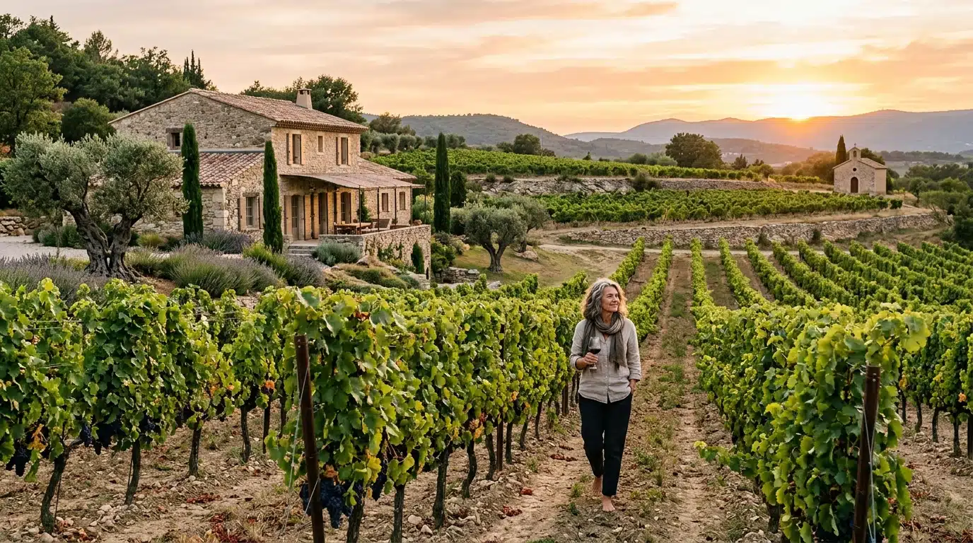 Domaine viticole provençal avec bastide en pierre et vignes