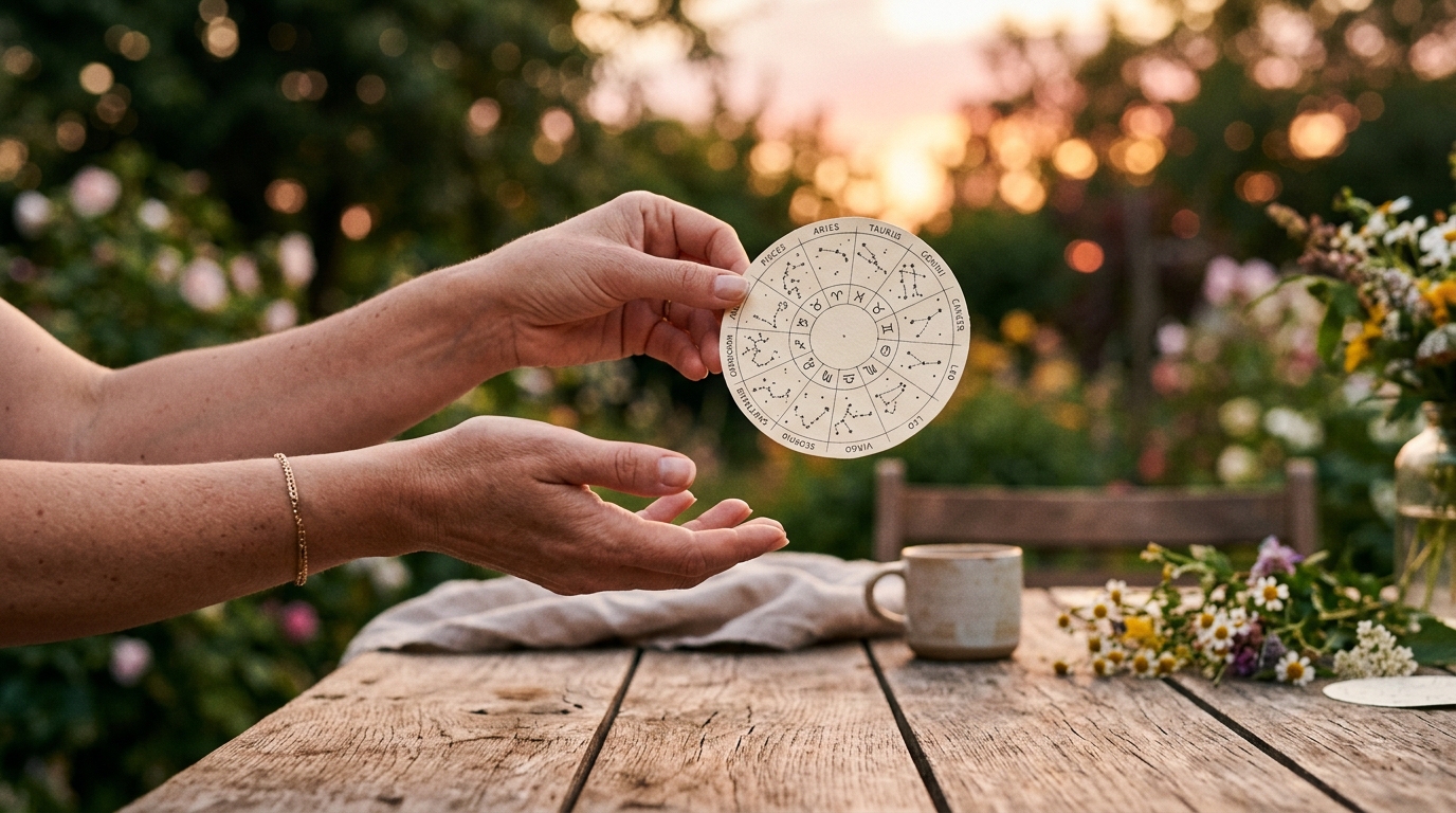 Mains libérant un petit zodiaque en papier au coucher du soleil