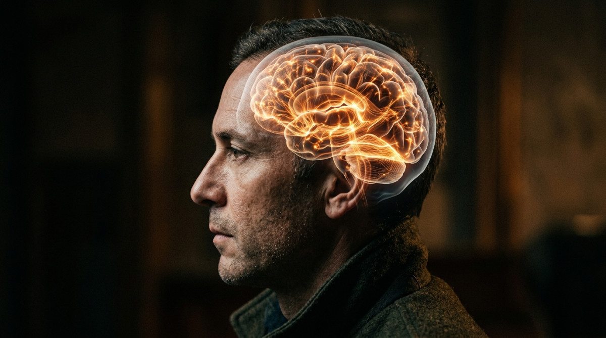 Cerveau humain illuminé par l'activité neuronale