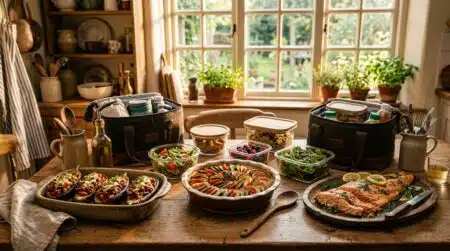 Plats maison prêts dans des boîtes hermétiques pour les vacances