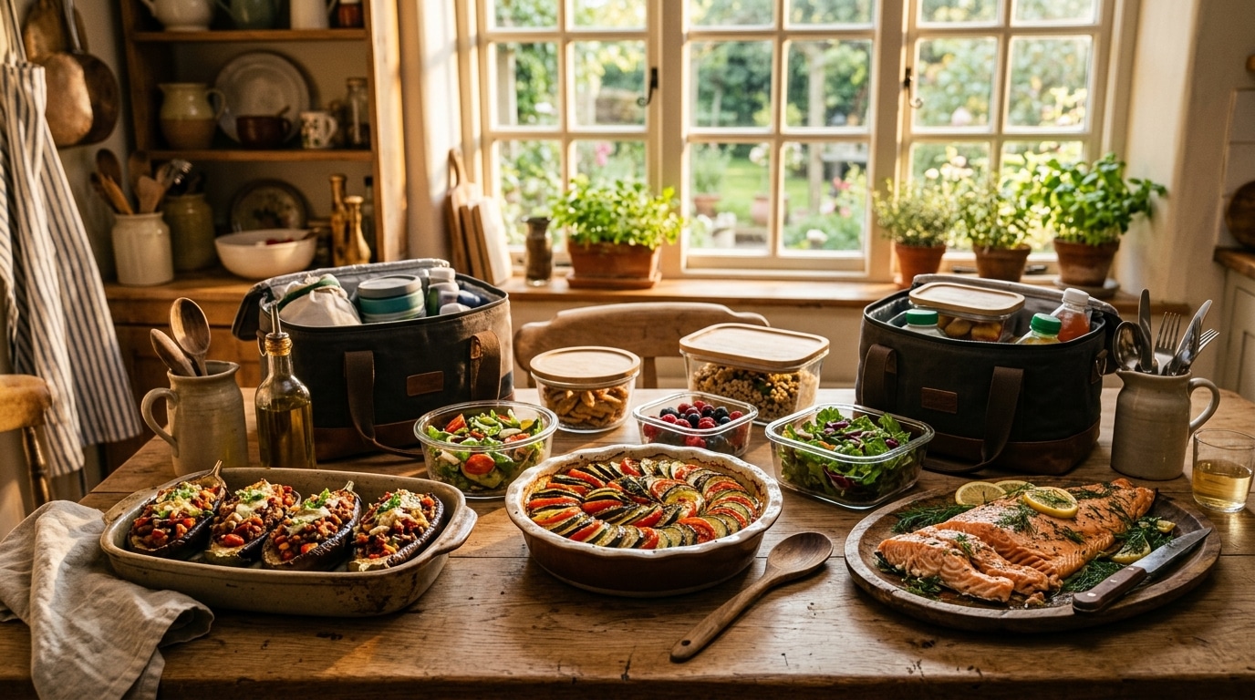 Plats maison prêts dans des boîtes hermétiques pour les vacances
