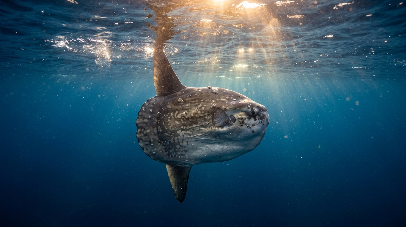 Poisson-lune géant nageant en pleine mer