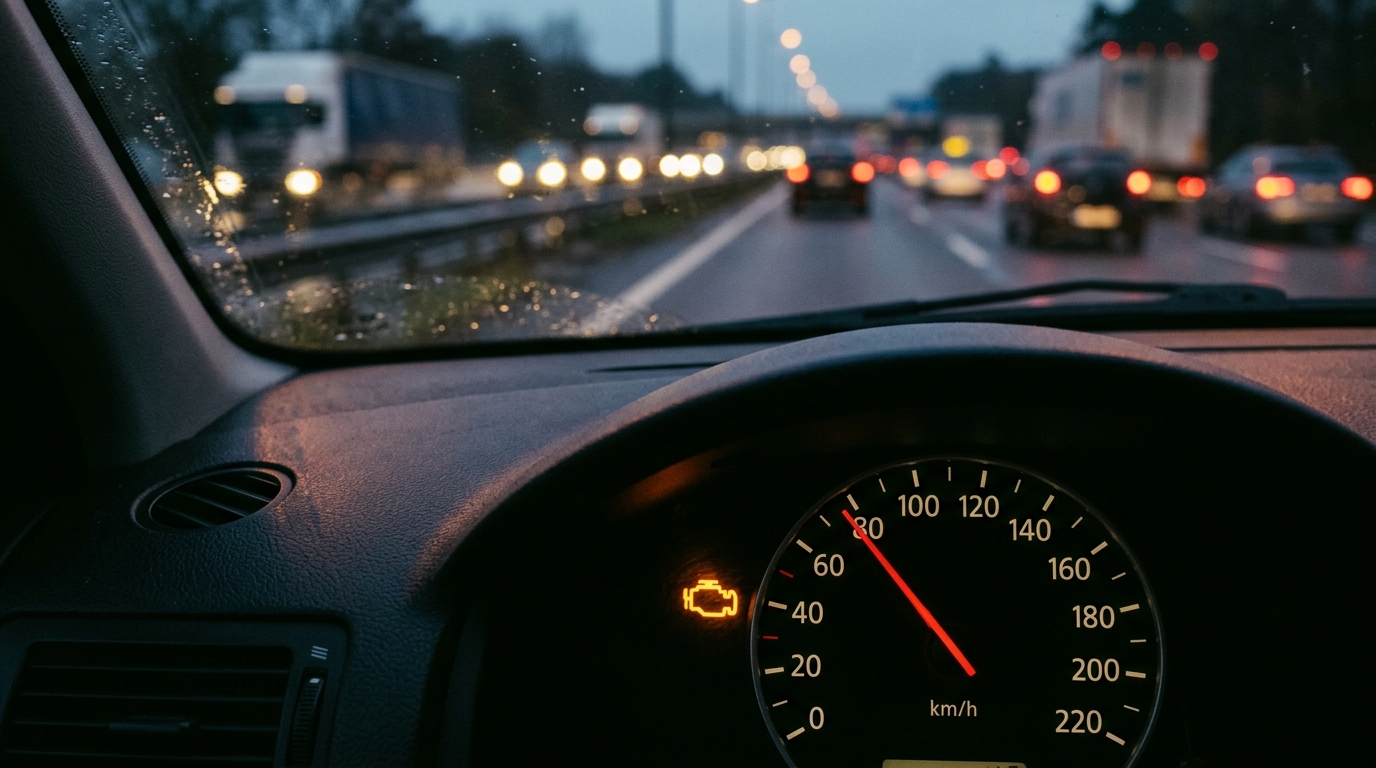 Voyant d'alerte allumé sur tableau de bord de voiture