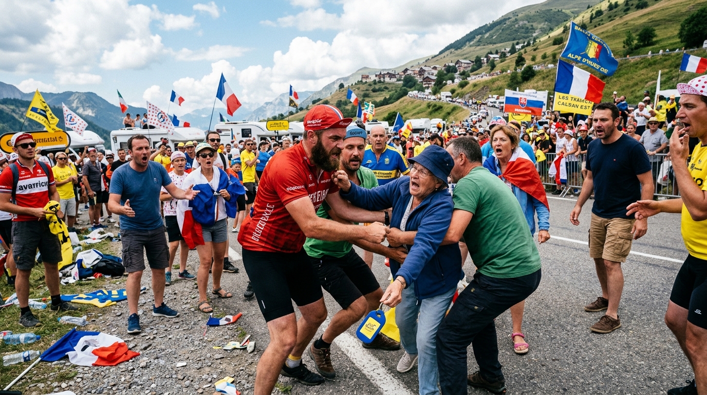 Cette bagarre pour un porte-clé de la caravane du Tour de France choque avant l'Alpe d'Huez