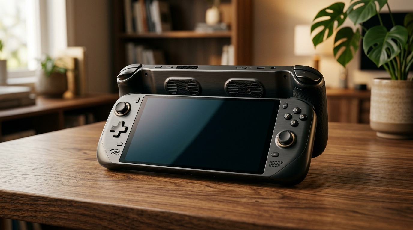 Console portable gaming avec écran OLED sur bureau