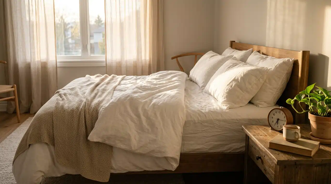 Chambre paisible baignée de lumière du matin