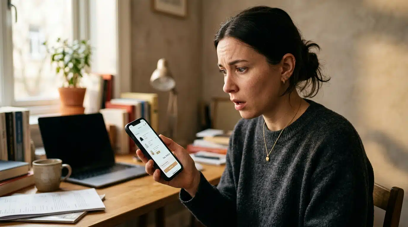 Personne surprise devant total qui grimpe sur smartphone