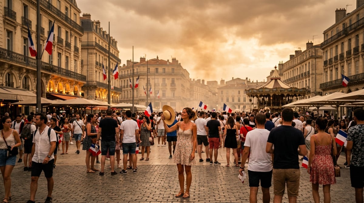 Chaleur écrasante en ville sous un ciel couvert le 14 juillet