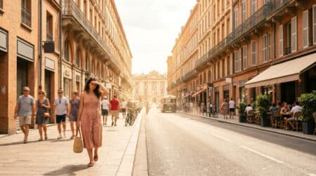 Chaleur et soleil intense dans les rues de Toulouse