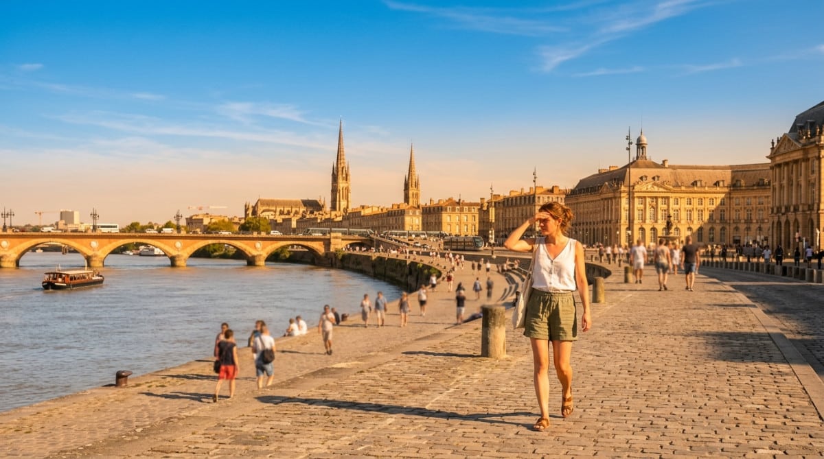 Chaleur intense à Bordeaux sous un soleil éclatant