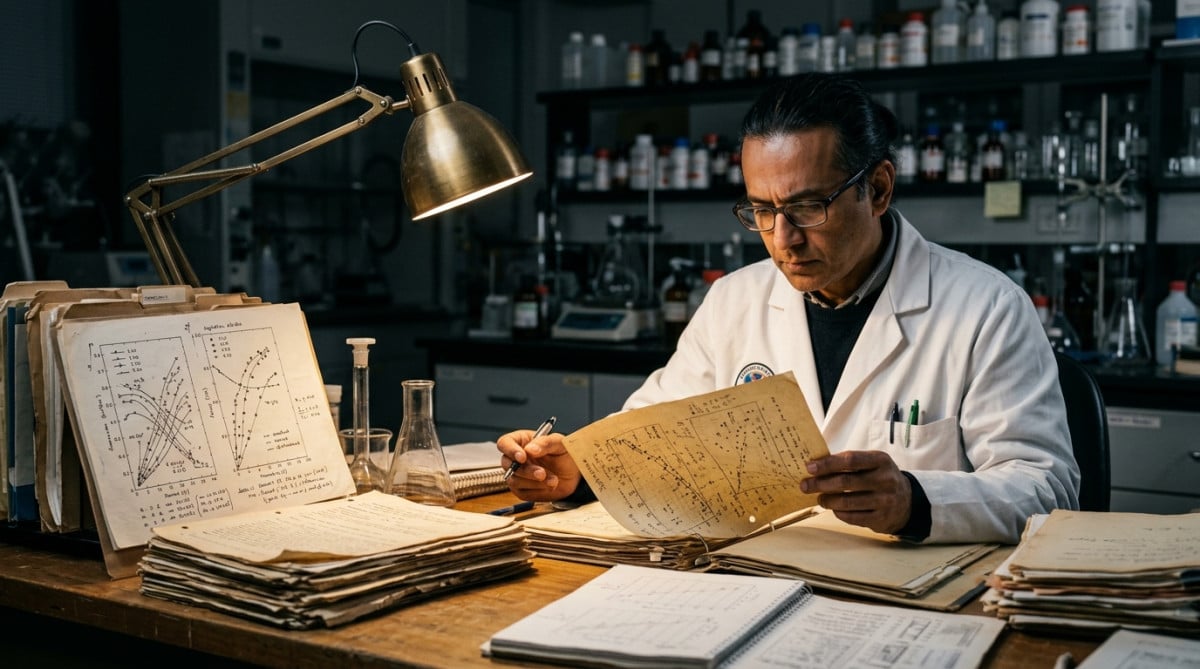 Chercheur analysant des études sur l'hydratation