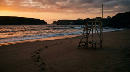 Plage déserte au coucher de soleil symbolisant le cold case de Claudine