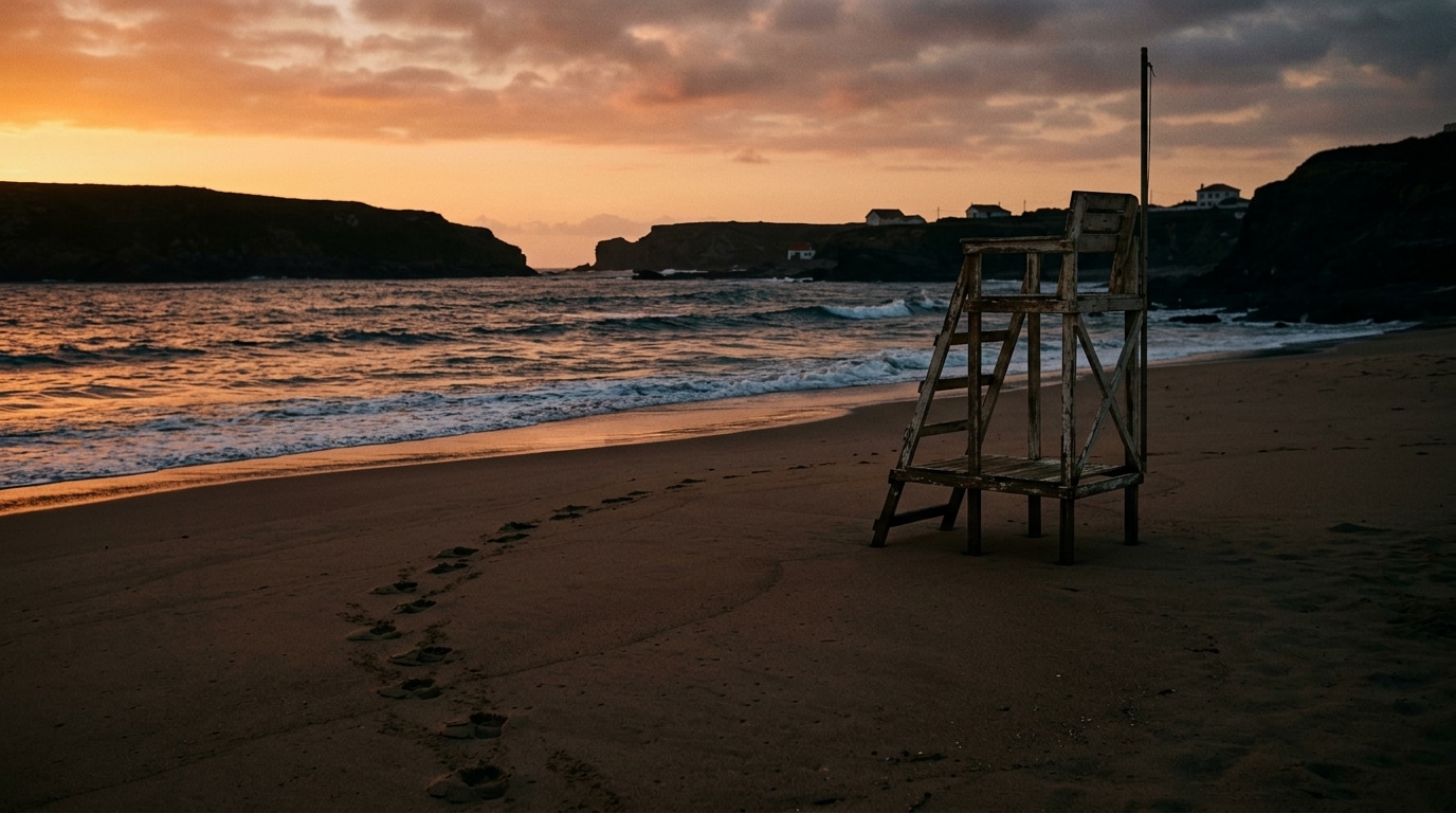 Plage déserte au coucher de soleil symbolisant le cold case de Claudine