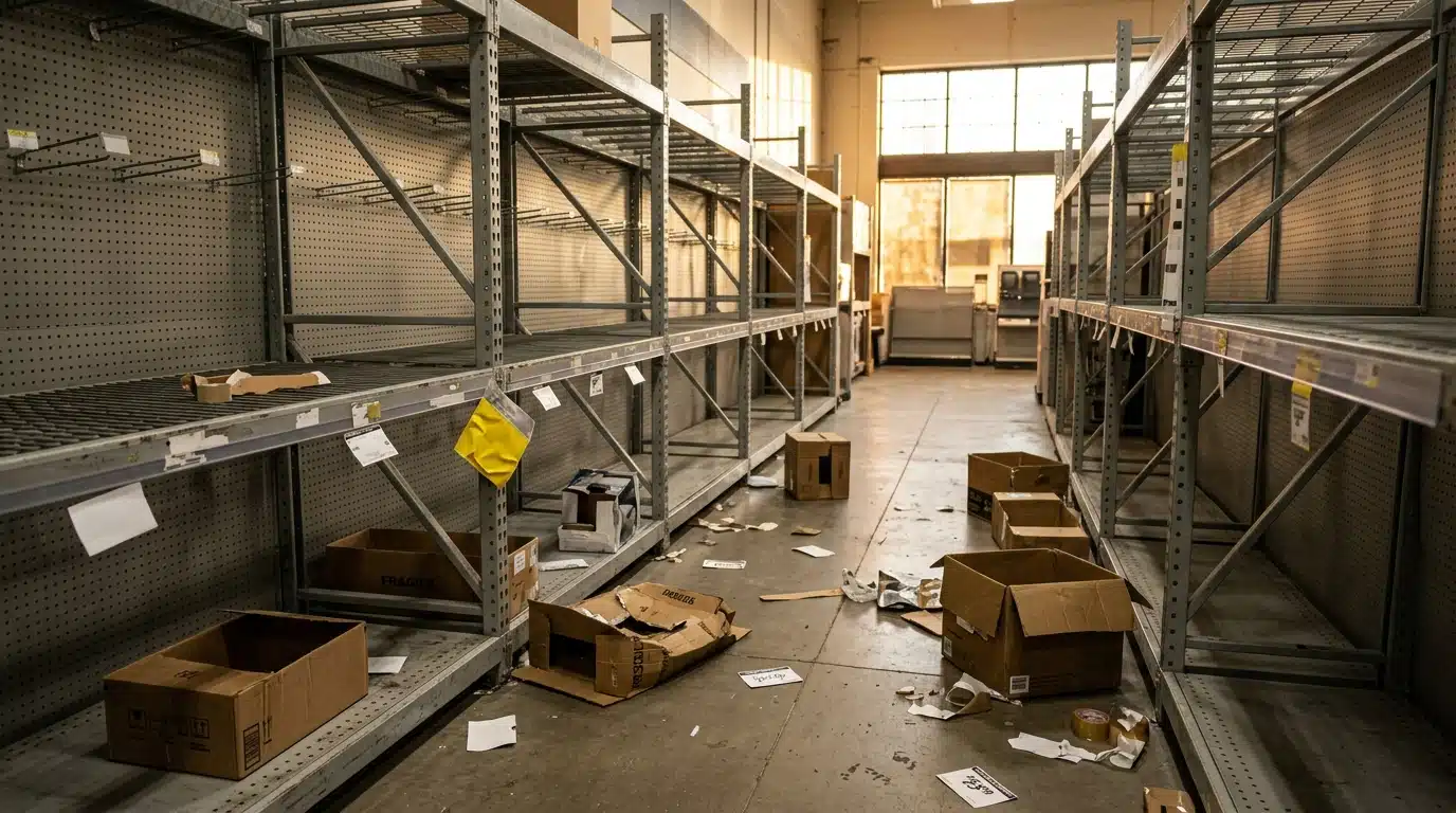Rayon de supermarché vide après la ruée sur les climatiseurs
