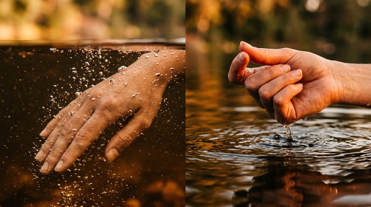 Comparaison main claquant des doigts dans l'air et sous l'eau