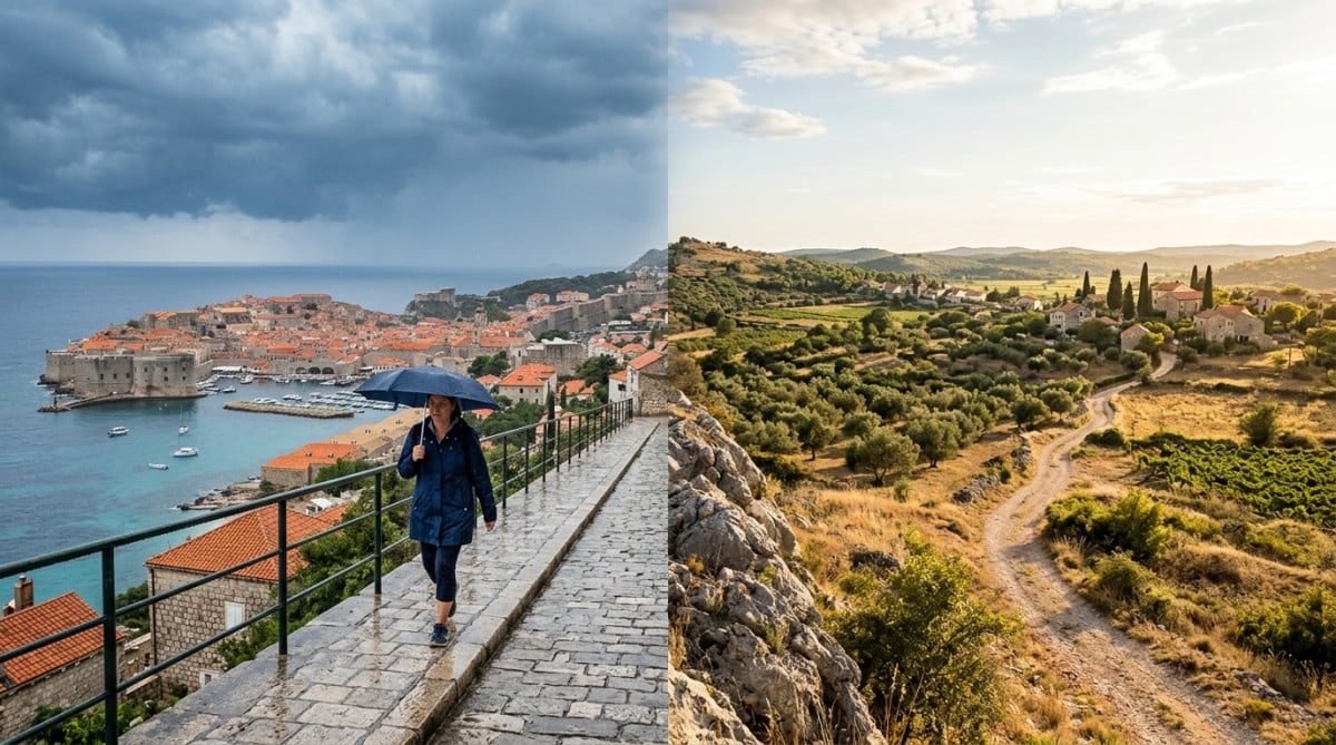 Contraste météo entre Marseille pluvieuse et l'intérieur des terres