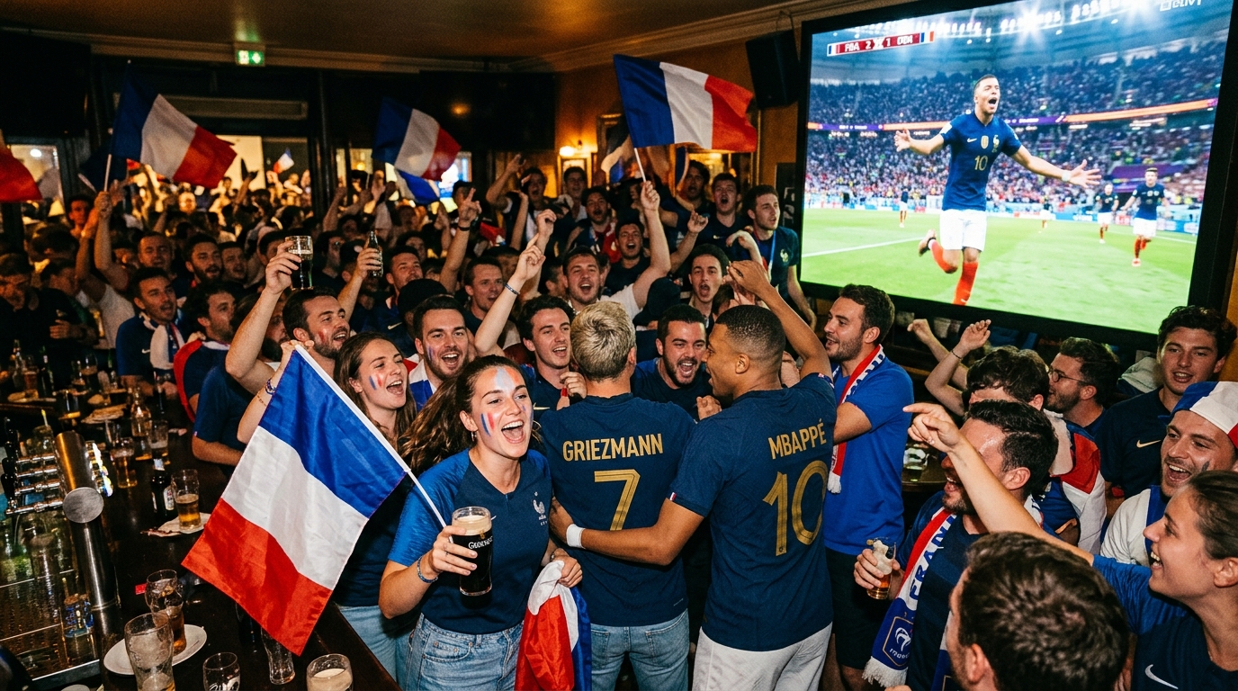 Supporters français en liesse devant un écran de demi-finale