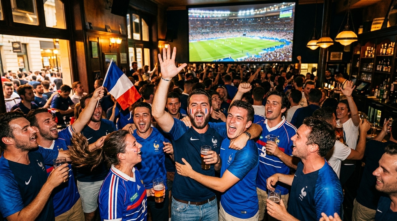 Supporters français fêtant la qualification en demi-finale