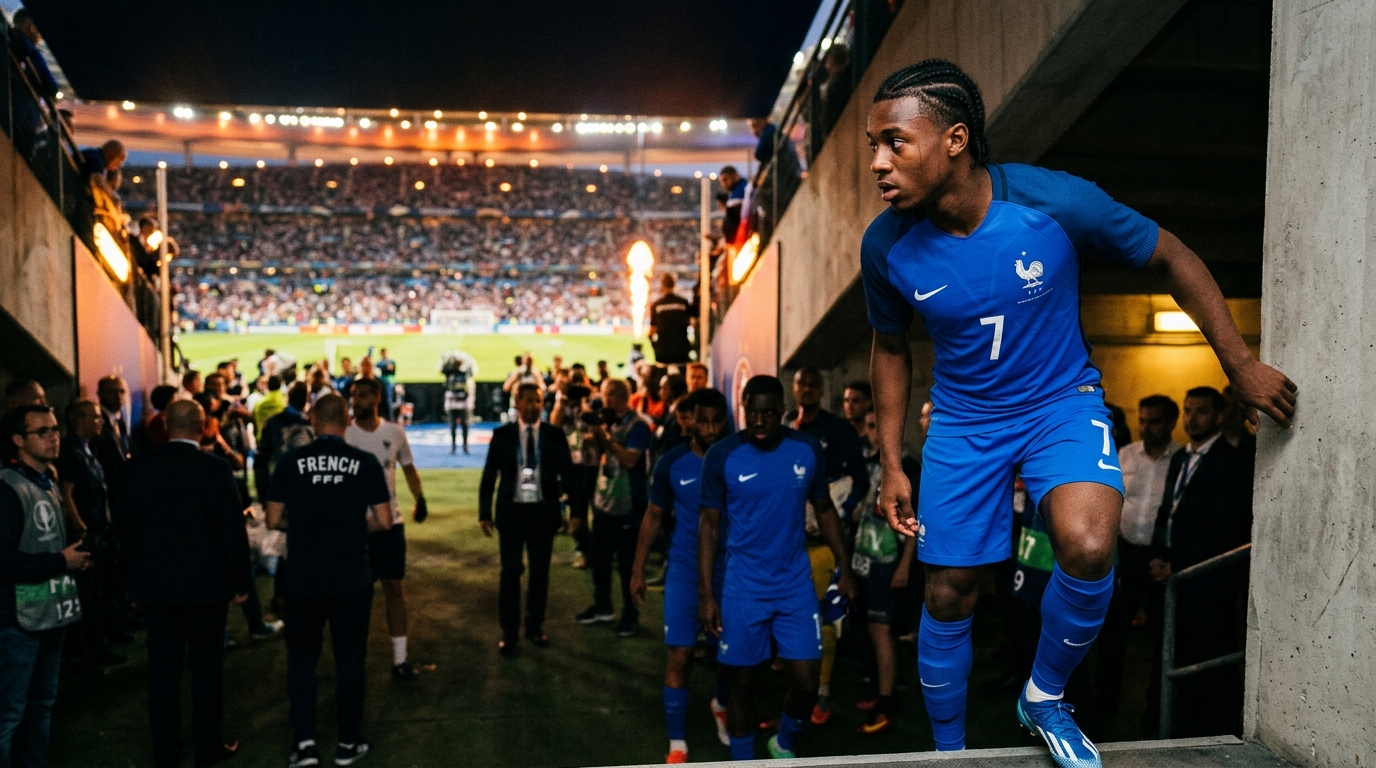 Joueur des Bleus concentré avant la demi-finale