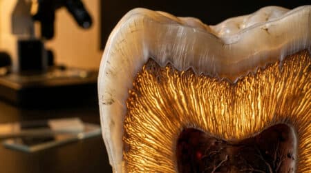 Coupe transversale d'une dent montrant les tubules dentinaires