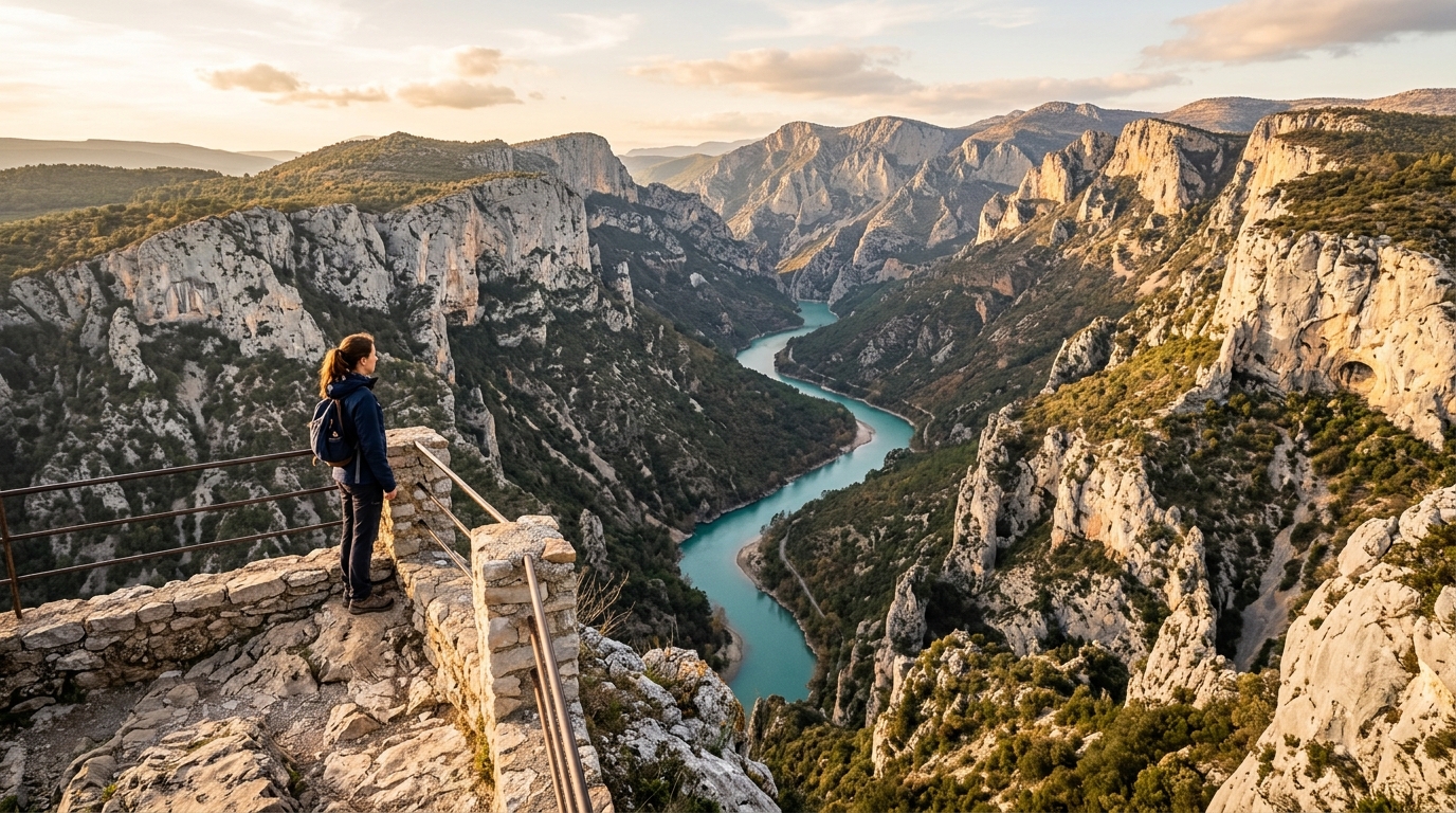 Vue panoramique sur les gorges du Verdon et son eau turquoise