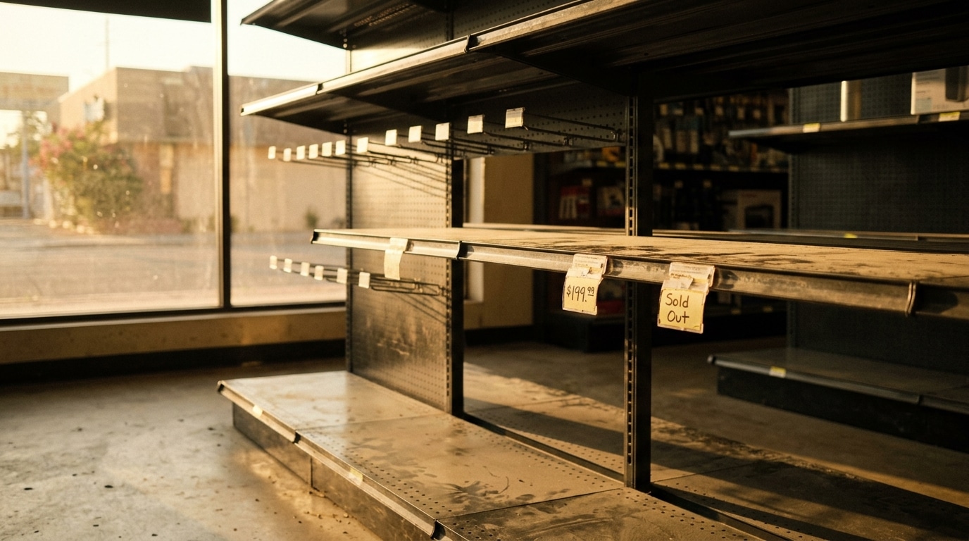 Rayon de magasin vide de climatiseurs en rupture