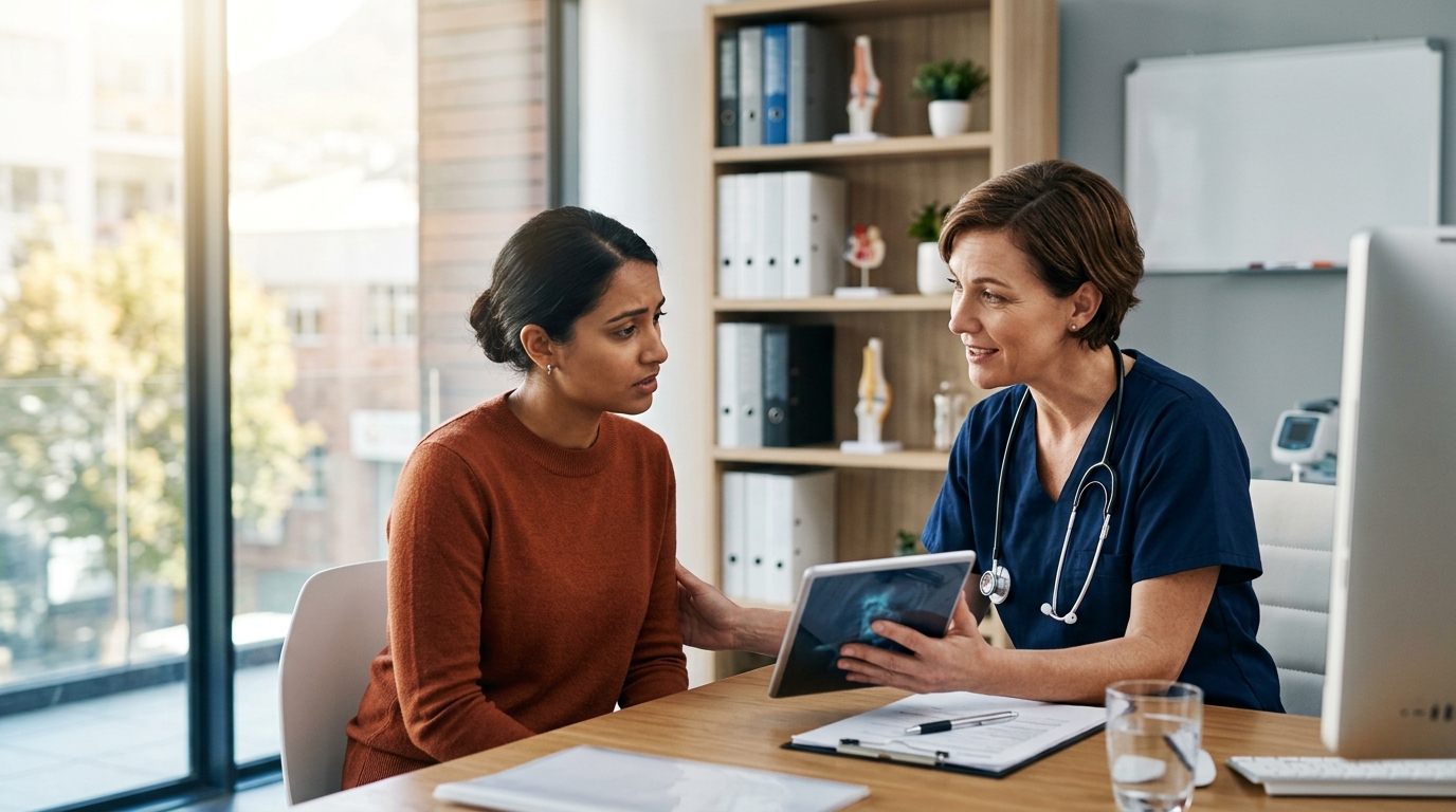 Médecin expliquant un diagnostic rare à son patient