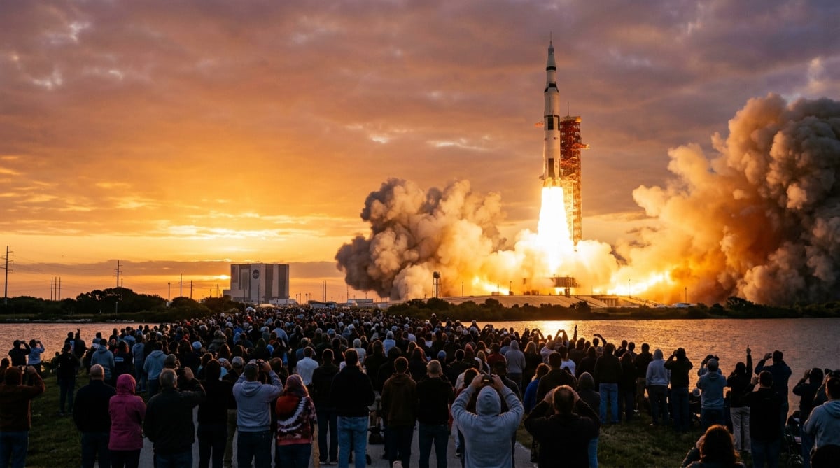 Décollage de la fusée Saturn V vers la Lune