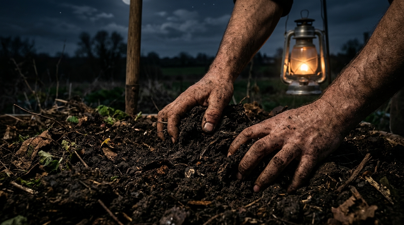 Monticule de terreau agricole utilisé pour dissimuler le corps